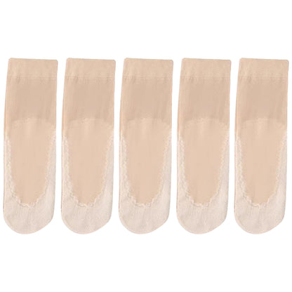 Anna-Kaci Women's 5-Pack Sheer No Show Liner Socks with Non-Slip Heel Grip Lightweight Invisible Design
