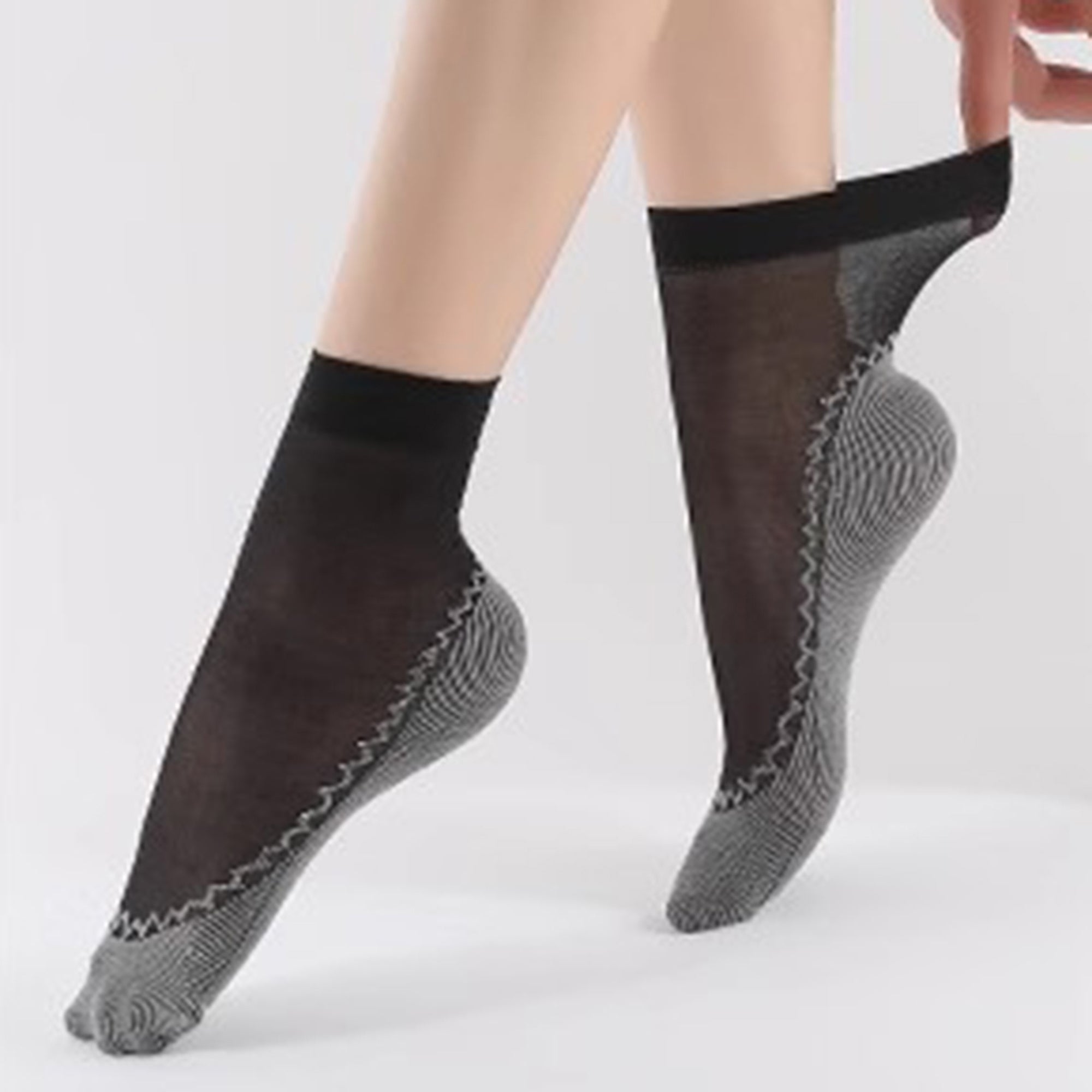 Anna-Kaci Women's 5-Pack Sheer No Show Liner Socks with Non-Slip Heel Grip Lightweight Invisible Design