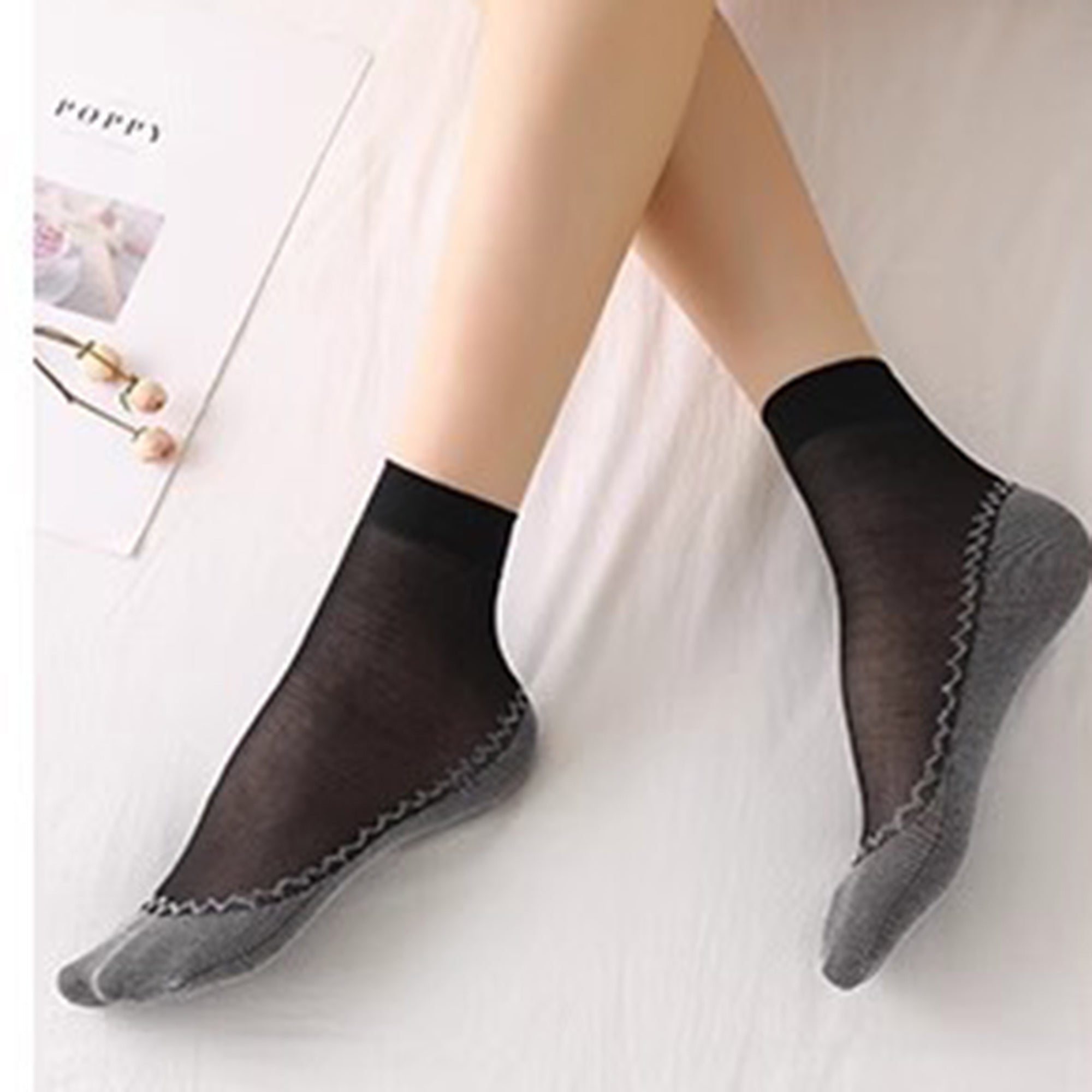 Anna-Kaci Women's 5-Pack Sheer No Show Liner Socks with Non-Slip Heel Grip Lightweight Invisible Design