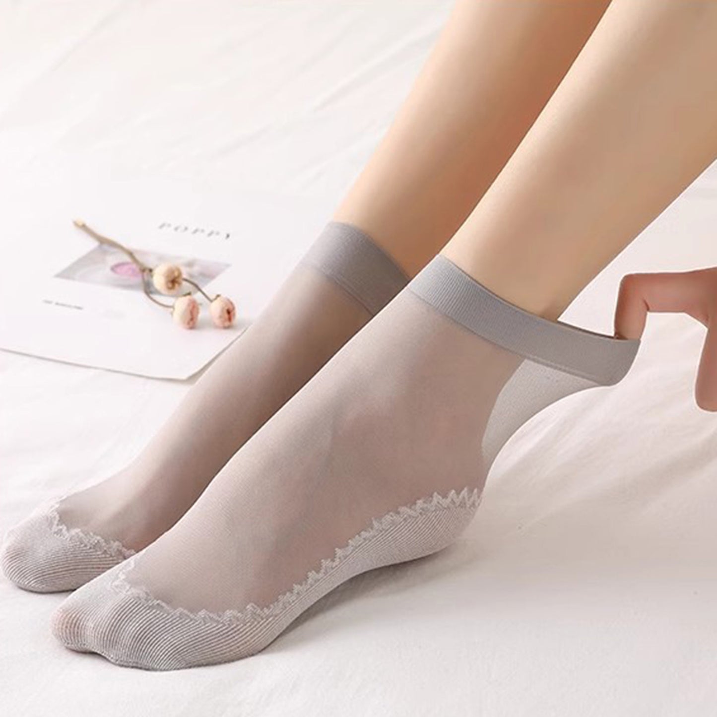 Anna-Kaci Women's 5-Pack Sheer No Show Liner Socks with Non-Slip Heel Grip Lightweight Invisible Design