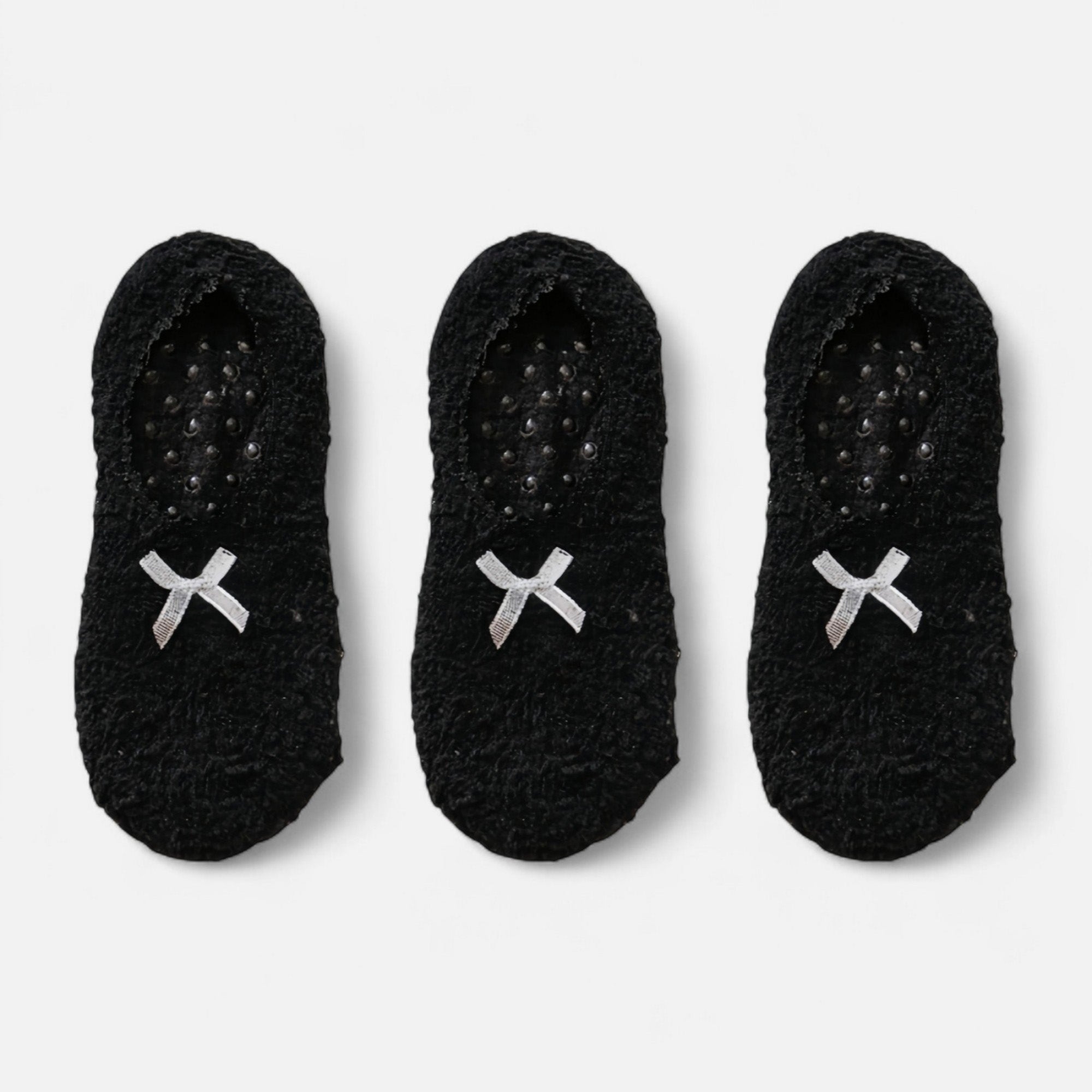 Anna-Kaci Women's 3-Pack Non-Slip Plush Fuzzy Slipper Socks with Fabric Bow and Grip Bottoms