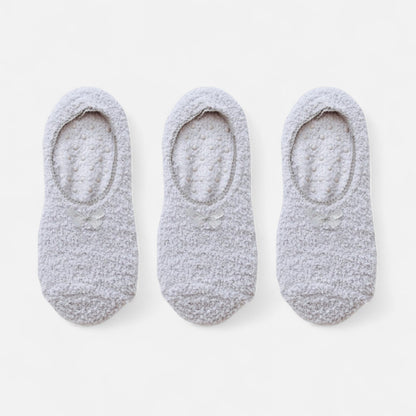 Anna-Kaci Women's 3-Pack Non-Slip Plush Fuzzy Slipper Socks with Fabric Bow and Grip Bottoms