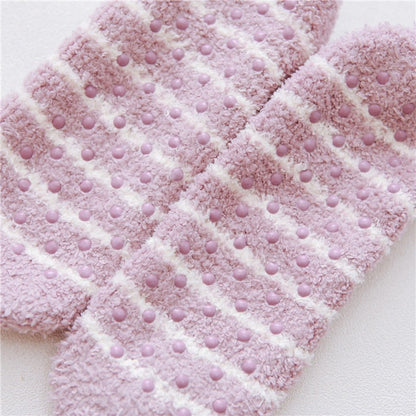 Anna-Kaci Women's 3-Pack Non-Slip Plush Fuzzy Slipper Socks with Fabric Bow and Grip Bottoms