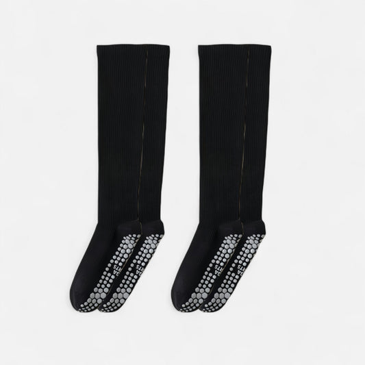 Anna-Kaci Women's 2-Pack Long Ribbed Non-Slip Socks with Grip Soles for Indoor Comfort and Support