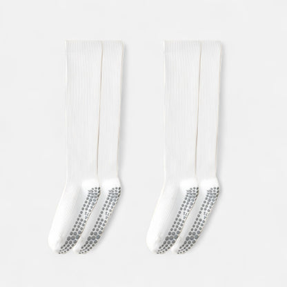 Anna-Kaci Women's 2-Pack Long Ribbed Non-Slip Socks with Grip Soles for Indoor Comfort and Support
