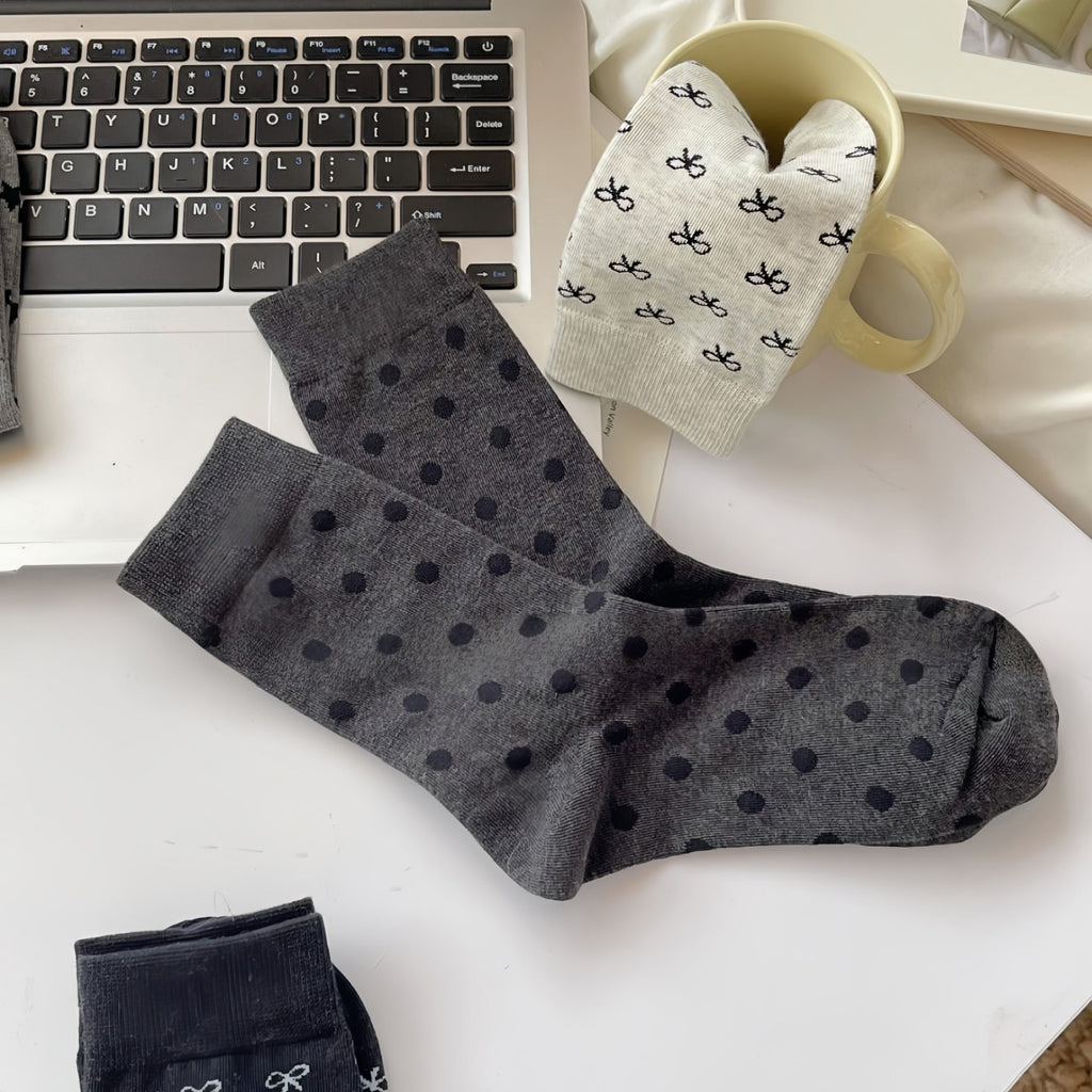 Anna-Kaci Women's 3-Pack Crew Socks with Allover Print Design Soft Stretch Knit for Everyday Comfort