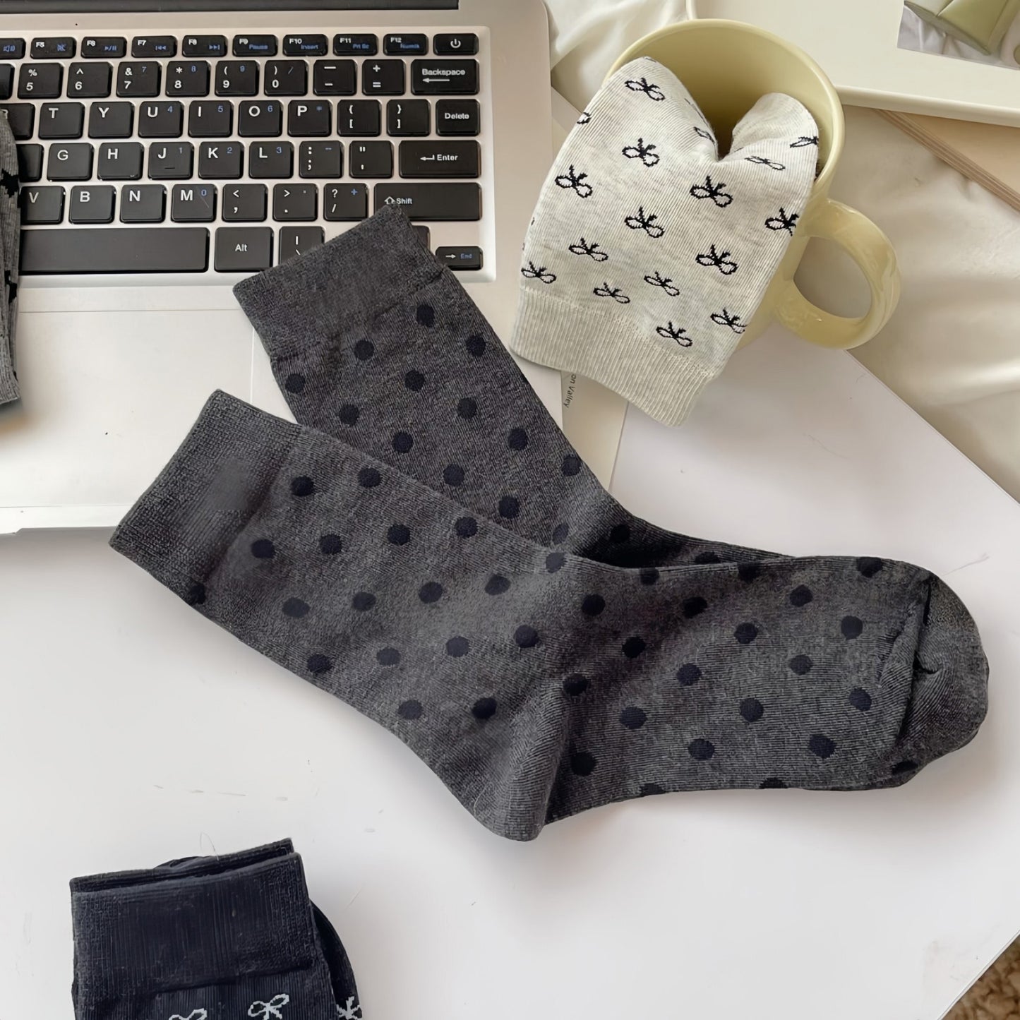 Anna-Kaci Women's 3-Pack Crew Socks with Allover Print Design Soft Stretch Knit for Everyday Comfort