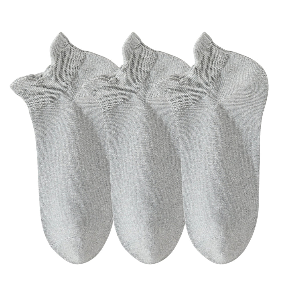 Anna-Kaci 3-Pack Women's Low Cut Ankle Socks with Heel Tab Design Antibacterial Cotton