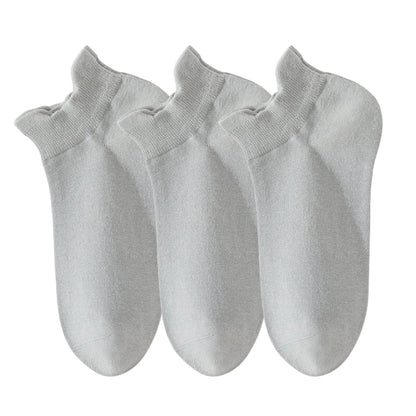 Anna-Kaci 3-Pack Women's Low Cut Ankle Socks with Heel Tab Design Antibacterial Cotton