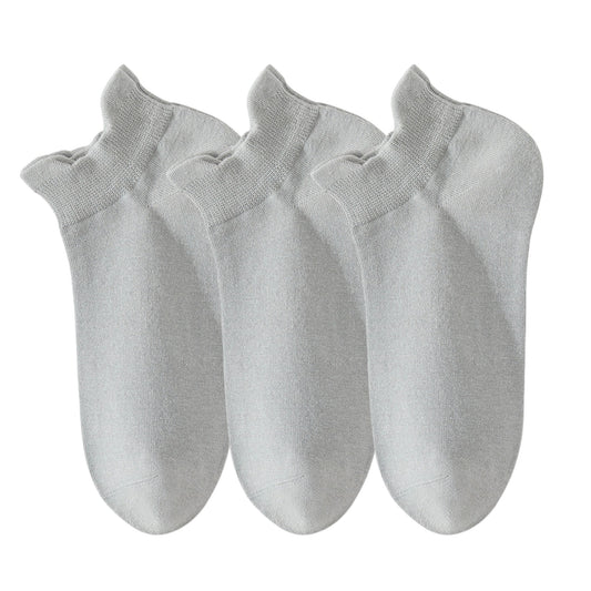 Anna-Kaci 3-Pack Women's Low Cut Ankle Socks with Heel Tab Design Antibacterial Cotton