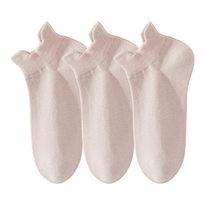 Anna-Kaci 3-Pack Women's Low Cut Ankle Socks with Heel Tab Design Antibacterial Cotton