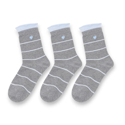 Anna-Kaci 3-Pack Women's Cotton Crew Socks with Embroidered Bows and Cute Style