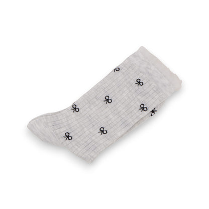 Anna-Kaci 3-Pack Women's Crew Socks with Allover Bow Embroidery and Ribbed Texture