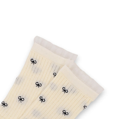 Anna-Kaci 3-Pack Women's Crew Socks with Allover Bow Embroidery and Ribbed Texture