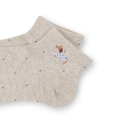 Anna-Kaci 3-Pack Women's Cotton Ankle Socks with Embroidered Dog and Dotted Knit Pattern