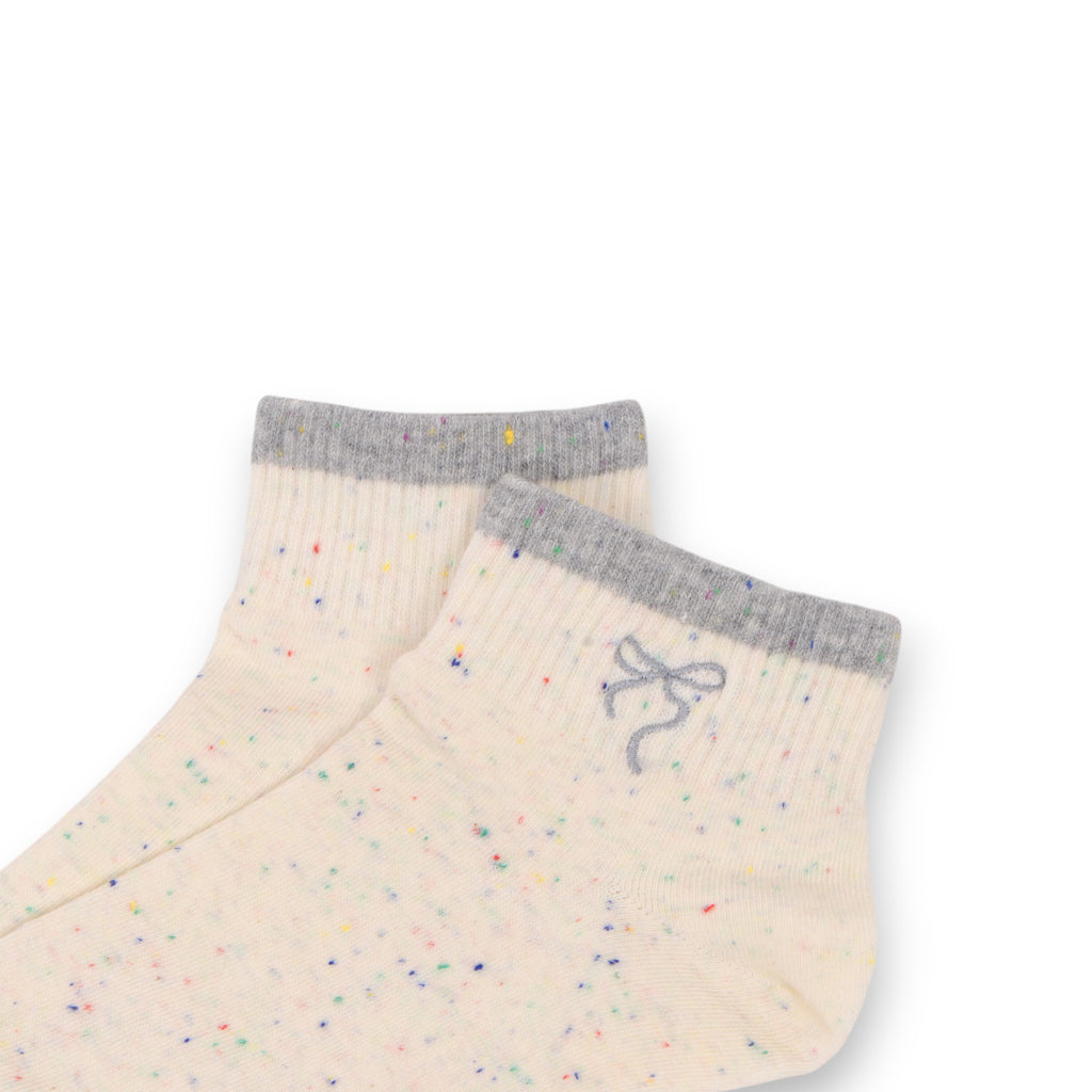 Anna-Kaci 3-Pack Women's Cartoon Embroidered Cotton Ankle Socks with Stripes and Color Speckle Design