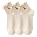 Anna-Kaci 3-Pack Women's Crew Socks with Ruffle Lettuce Edge Trim and Delicate Embroidered Detail