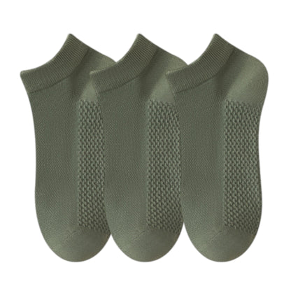 Anna-Kaci 3-Pack Men¡¯s Low Cut Cotton Ankle Socks with Breathable Mesh Knit and Odor-Resistant Antibacterial Design