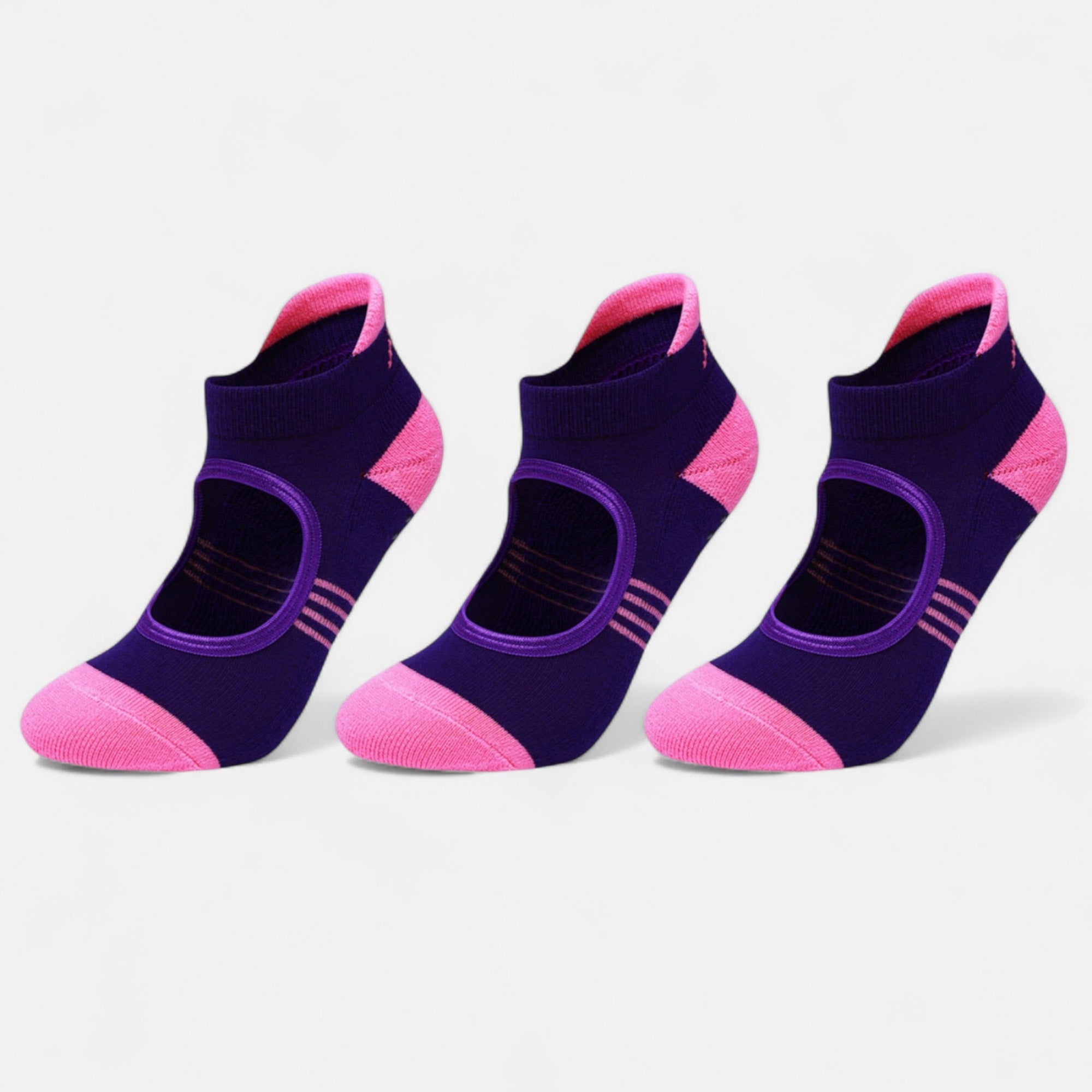 Anna-Kaci Women's 3-Pack Low Cut Performance Socks with Arch Support Cushioned Sole and Non-Slip Grip Heel