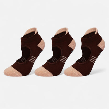 Anna-Kaci Women's 3-Pack Low Cut Performance Socks with Arch Support Cushioned Sole and Non-Slip Grip Heel