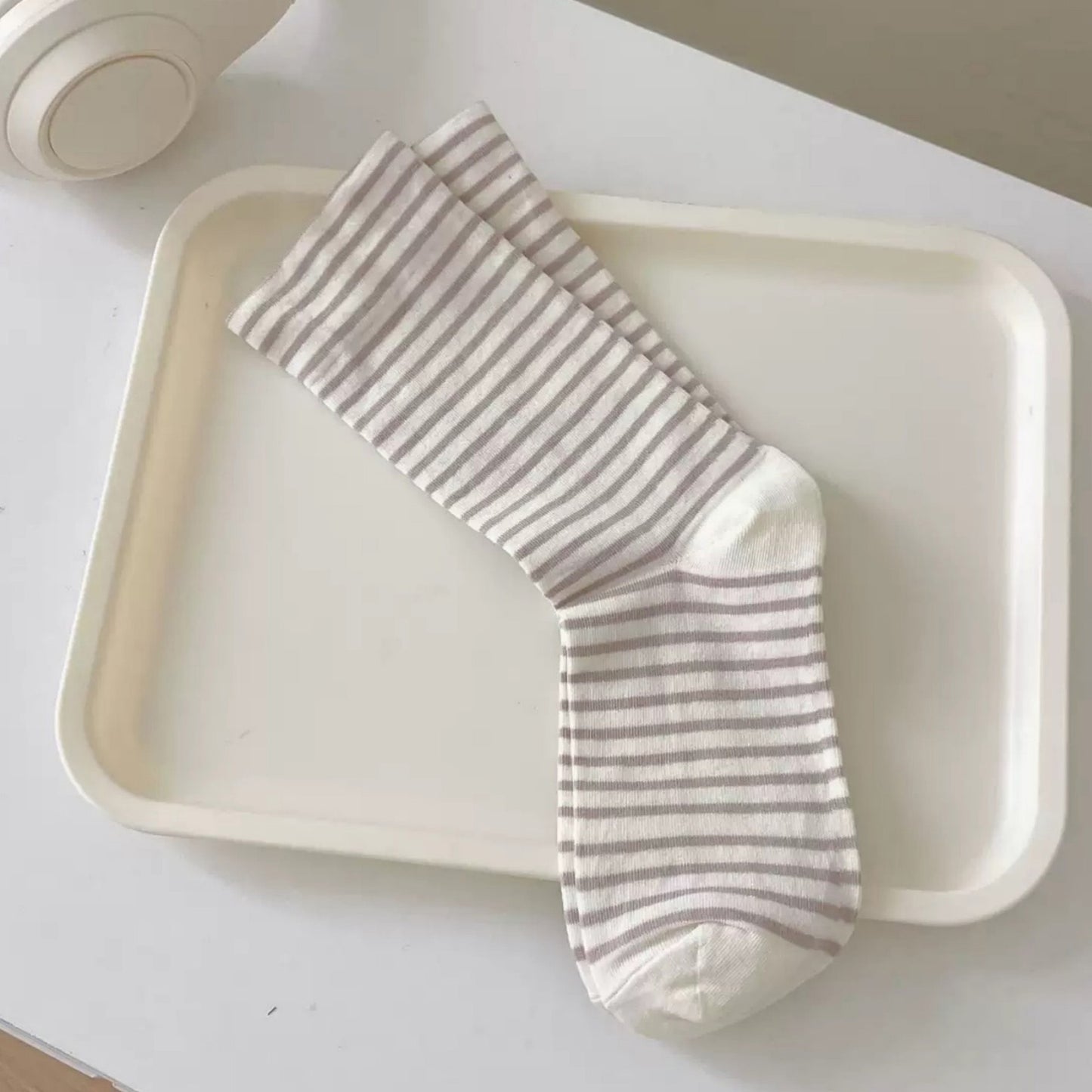 Anna-Kaci Women's 3-Pair Striped Crew Socks Set Lightweight Knit with Soft Stretch and Modern Minimalist Style