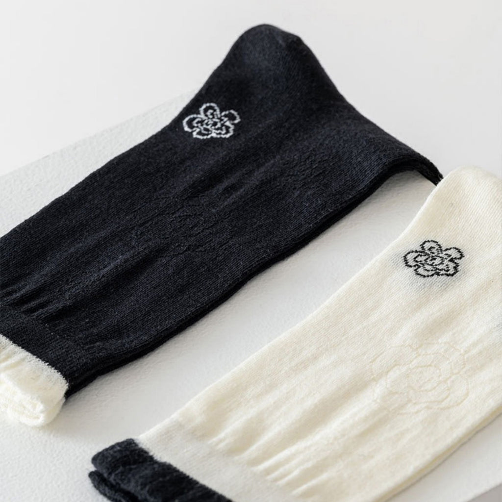 Anna-Kaci Women's 3-Pack Sheer Floral Embroidered Socks with Contrast Ruffle Cuff and Delicate Flower Accents