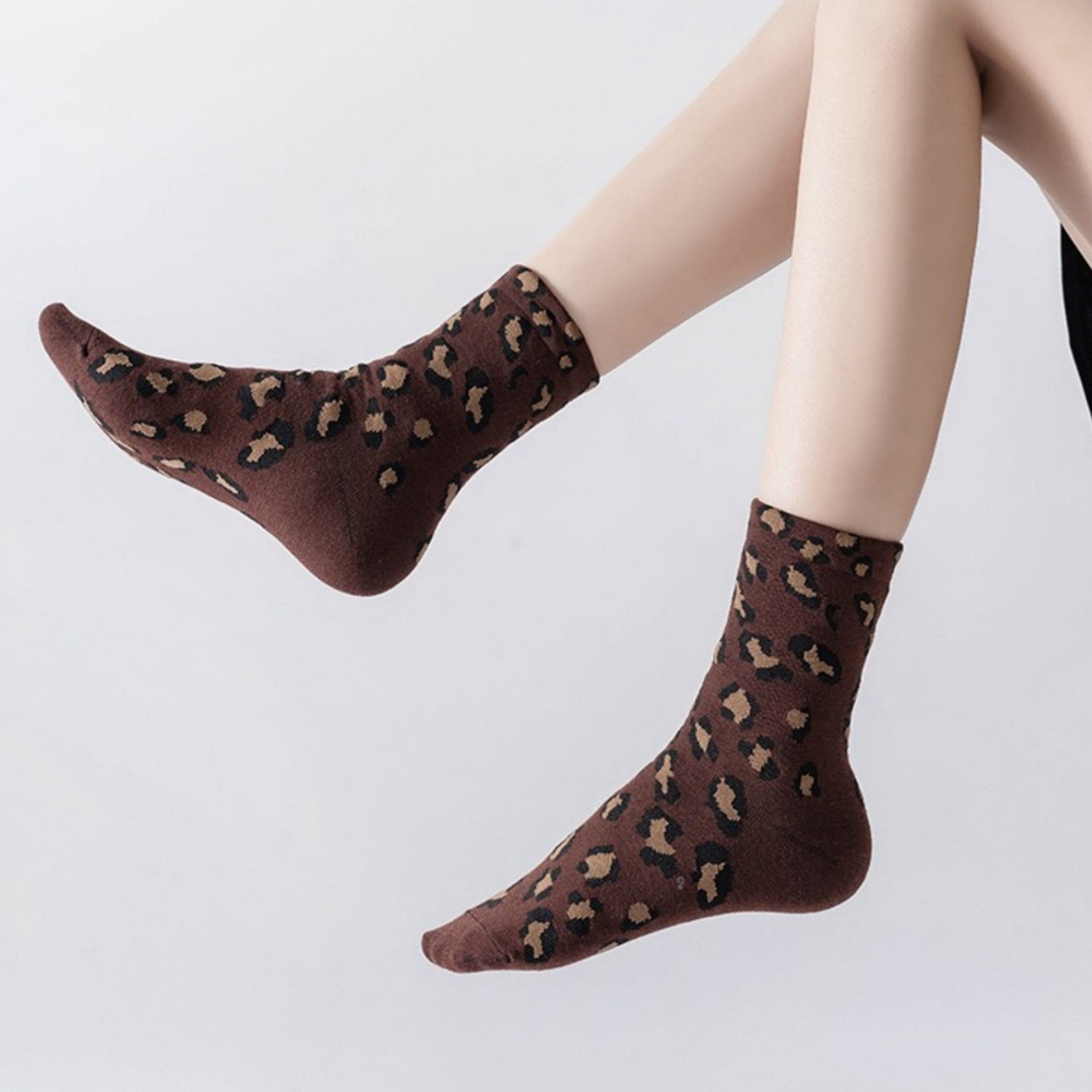 Anna-Kaci Women's 3-Pack Leopard Print Ankle Socks with Soft Knit Fabric and Allover Animal Pattern