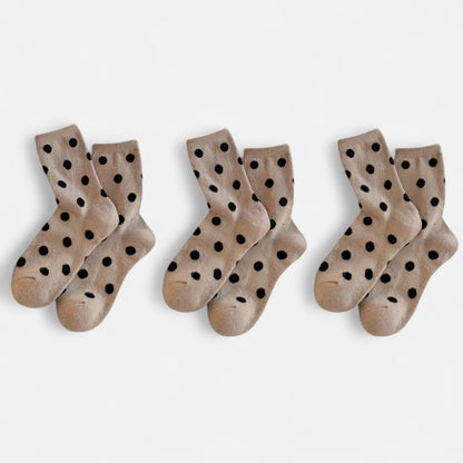 Anna-Kaci Women's 3-Pack Polka Dot Ankle Socks with Soft Knit Texture and Classic Dotted Design