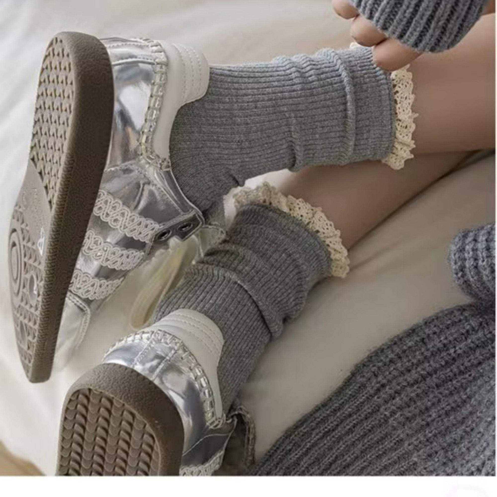 Anna-Kaci Women's 3-Pack Ribbed Crew Socks with Soft Plush Trim and Comfortable Stretch Knit Design