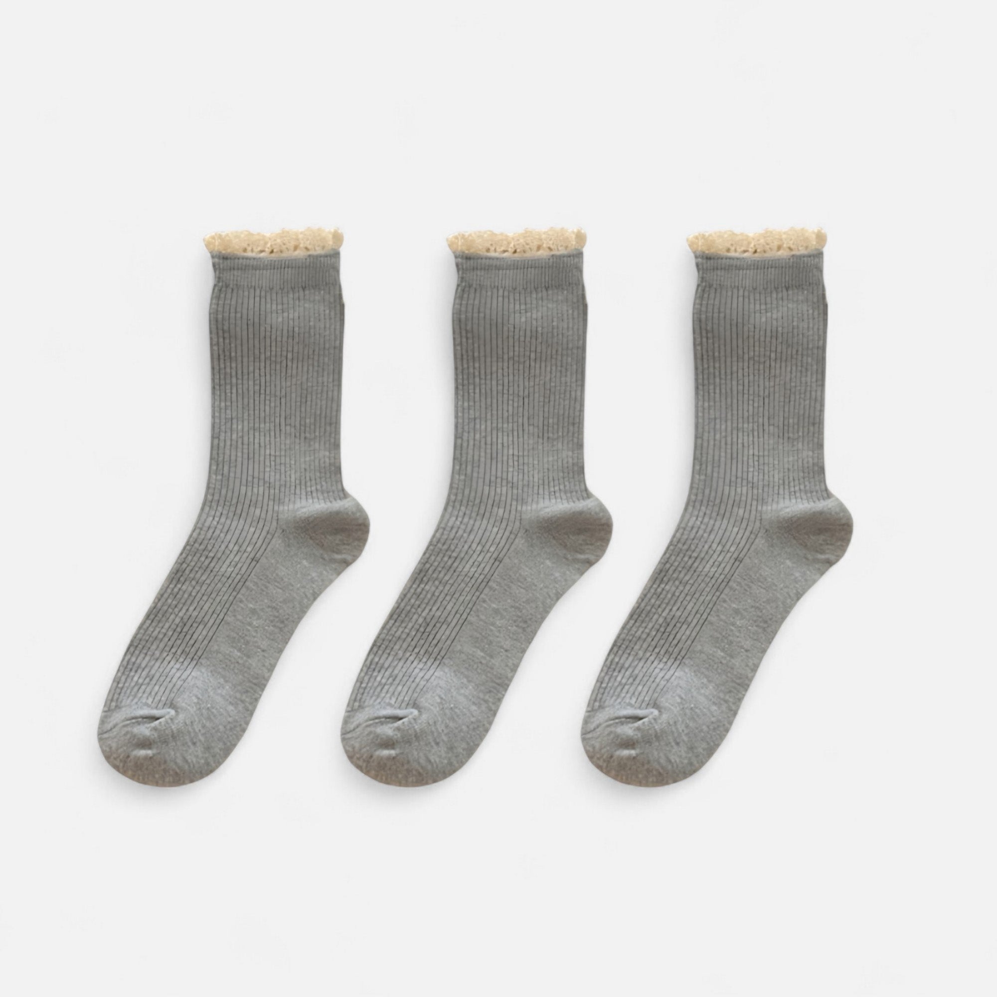 Anna-Kaci Women's 3-Pack Ribbed Crew Socks with Soft Plush Trim and Comfortable Stretch Knit Design
