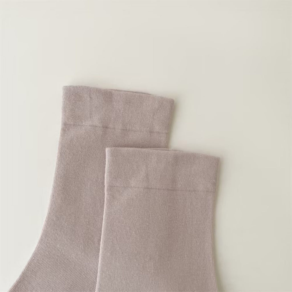 Anna-Kaci Women's Minimalist Solid Pink Crew Socks 3-Pack Soft Cotton Blend Comfort Fit Seamless Toe Design