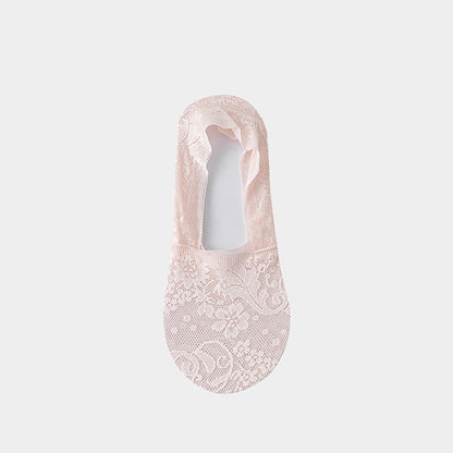Anna-Kaci 3-Pack Women's Lace Mesh No Show Socks with Silicone Non-Slip Sole