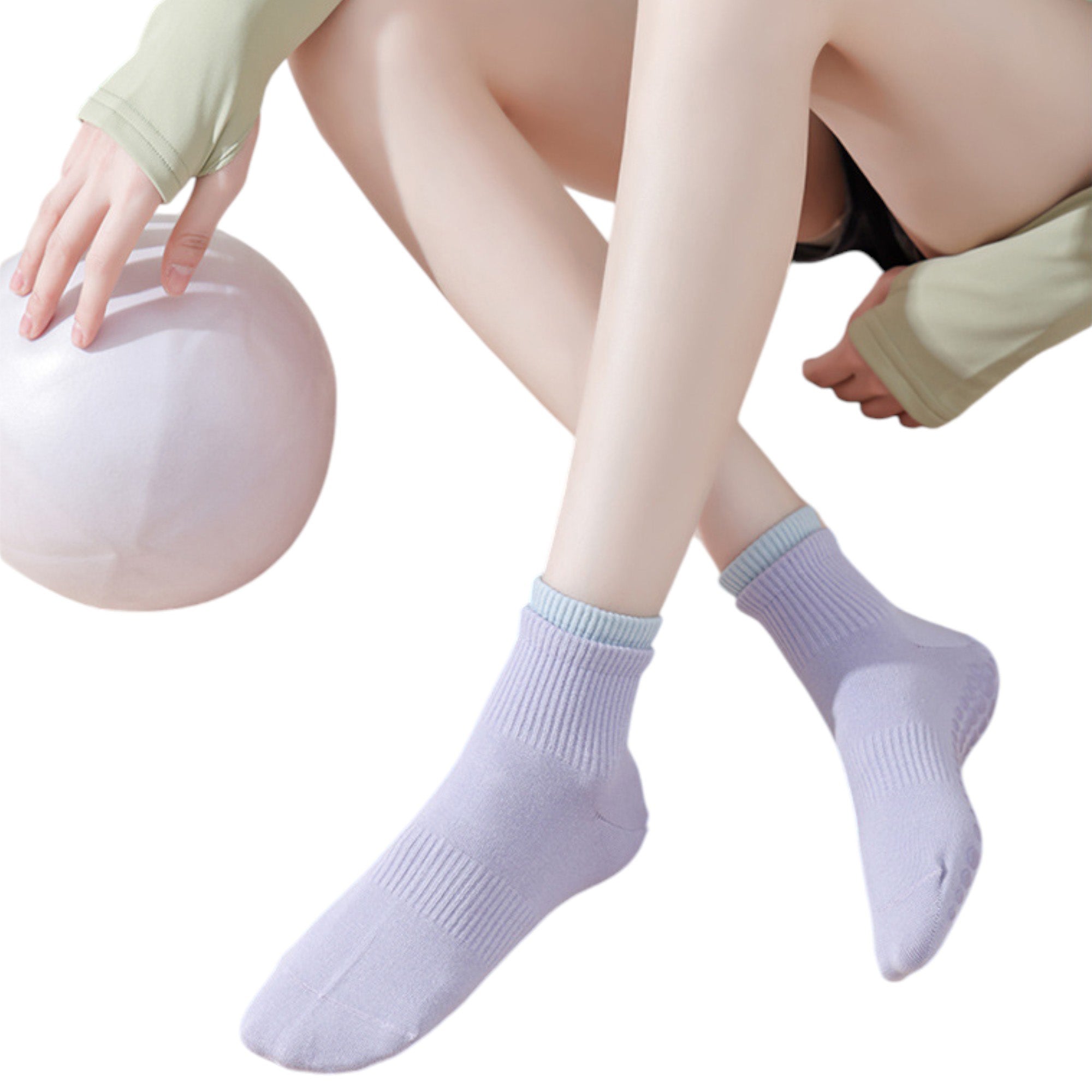 Anna-Kaci 3-Pack Women's Mid-Ankle Sports Socks with Silicone Non-Slip Grip and Breathable Comfort