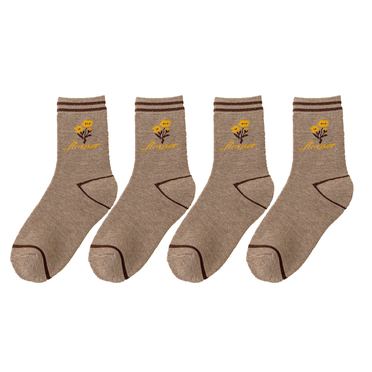 Anna-Kaci Women's 4 Pairs Knit Socks with Floral and Plaid Patterns Soft Warm Fabric and Ribbed Comfort Cuffs
