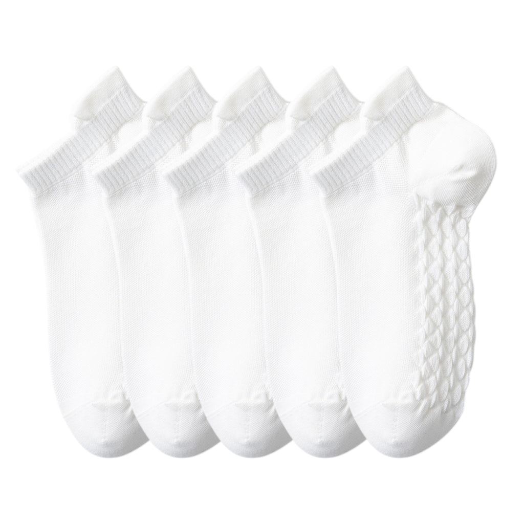 Anna-Kaci 5-Pair Cotton Low-Cut Ankle Socks with Soft Breathable Knit Design and Stretch Comfort Fit