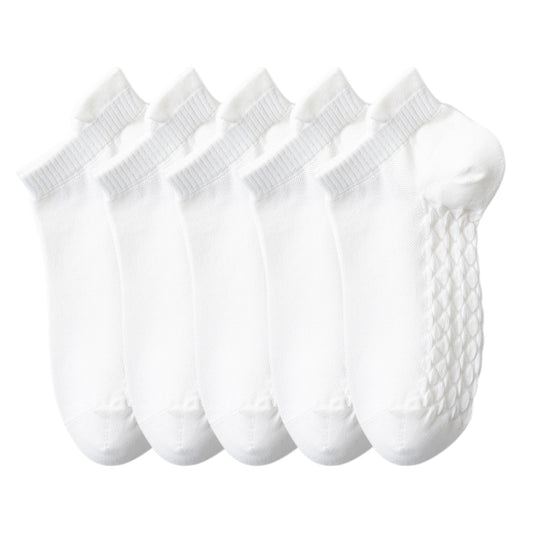 Anna-Kaci 5-Pair Cotton Low-Cut Ankle Socks with Soft Breathable Knit Design and Stretch Comfort Fit
