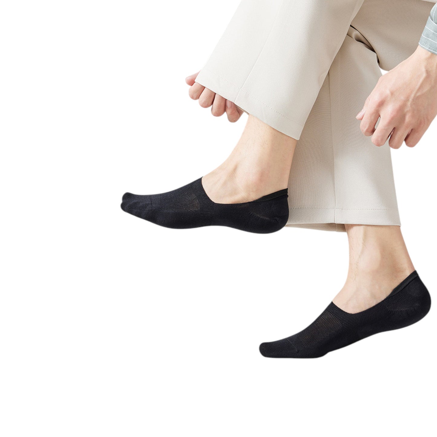Anna-Kaci Men's 5 Pairs Low Cut Mesh Socks with Non-Slip Heel and Soft Stretch Fit