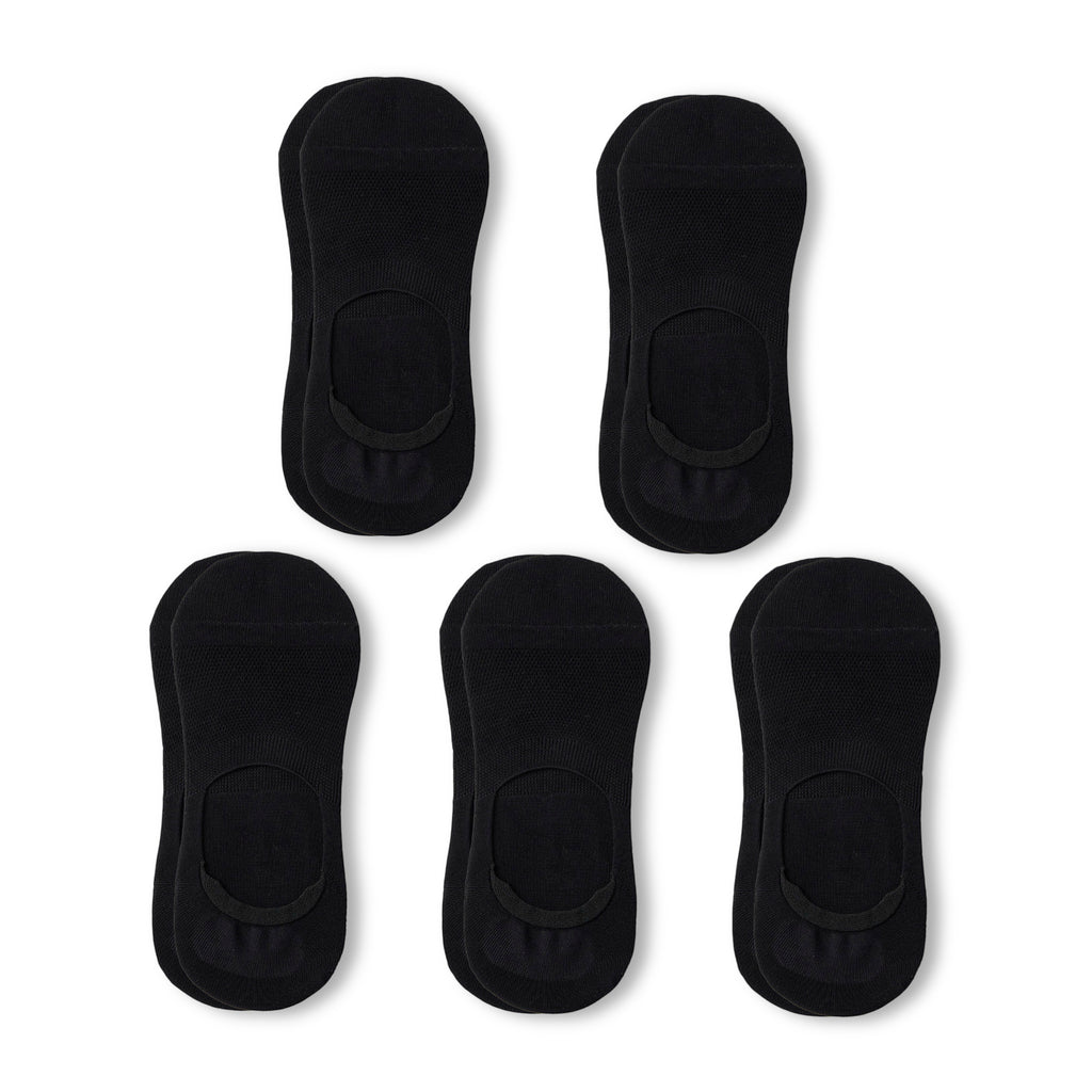 Anna-Kaci Mens 5 Pairs Cotton Blend No Show Socks Solid Color Low Cut Casual Socks