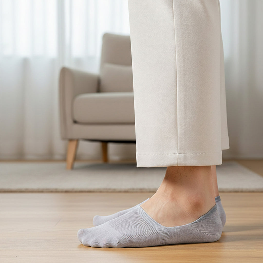 Anna-Kaci Mens 5 Pairs Cotton Blend No Show Socks Solid Color Low Cut Casual Socks