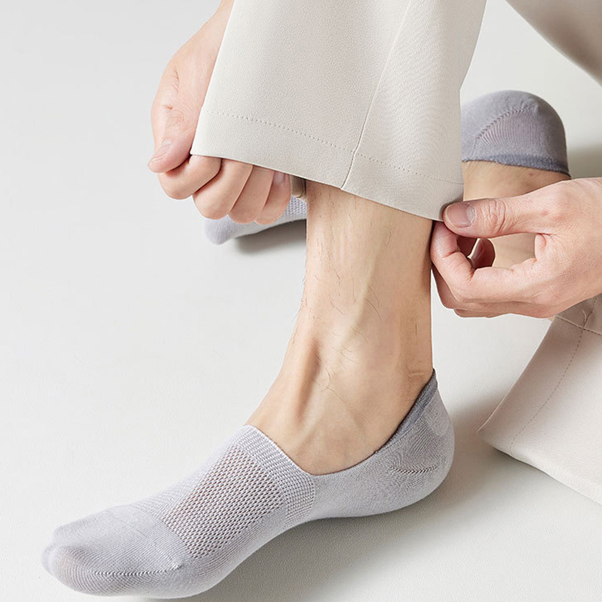 Anna-Kaci Mens 5 Pairs Cotton Blend No Show Socks Solid Color Low Cut Casual Socks