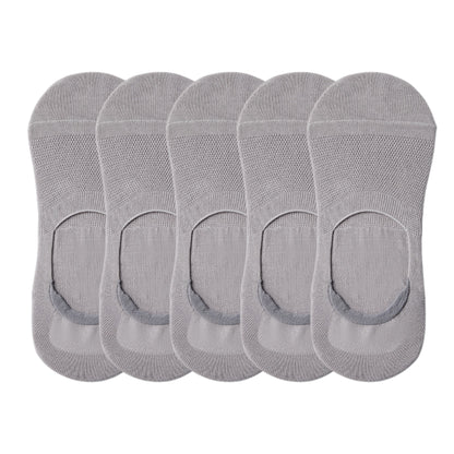 Anna-Kaci Men's 5 Pairs Low Cut Mesh Socks with Non-Slip Heel and Soft Stretch Fit