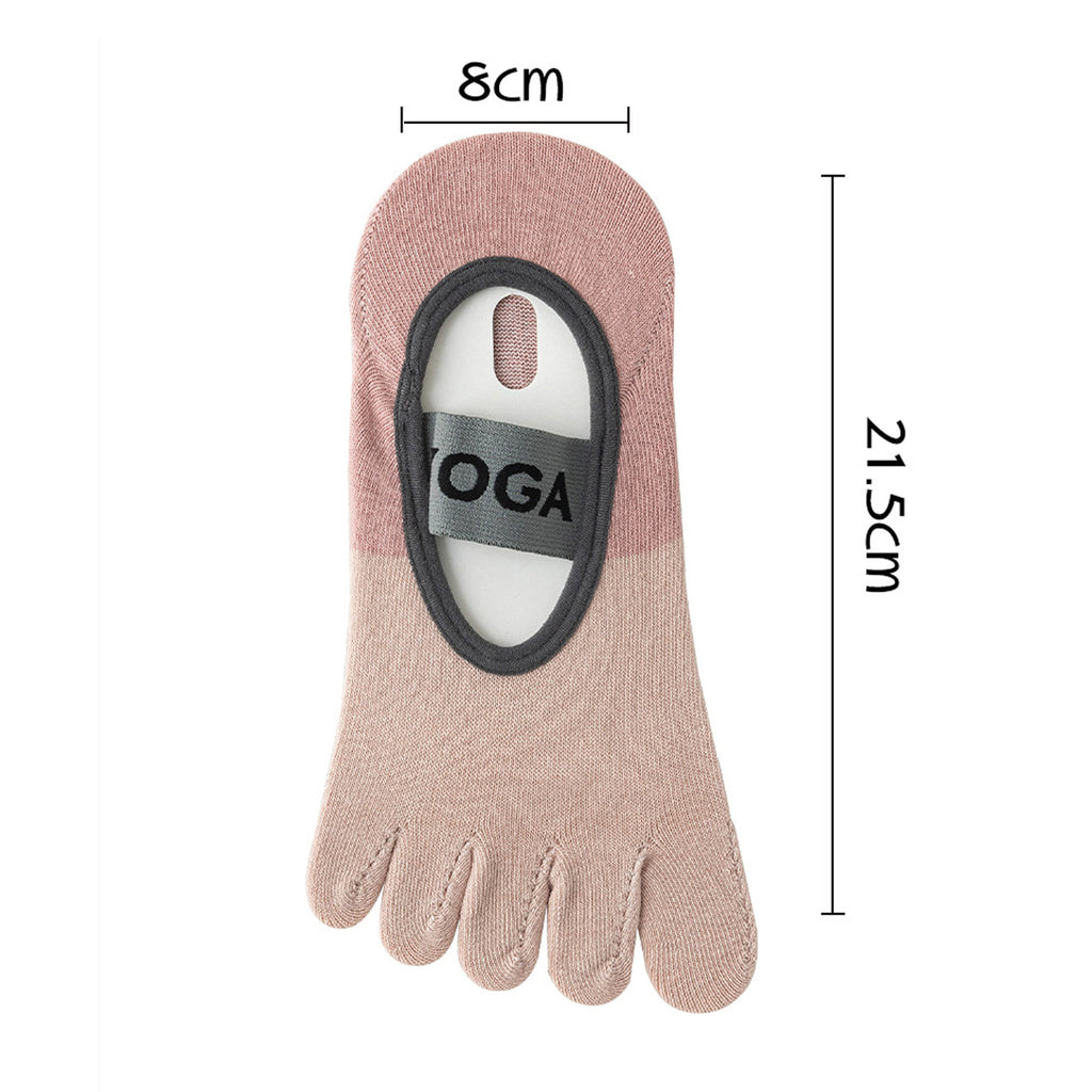 Anna-Kaci 3 Pairs Women's Cotton Sports Five Toe Anti Slip Fitness Yoga Socks with Elastic Strap