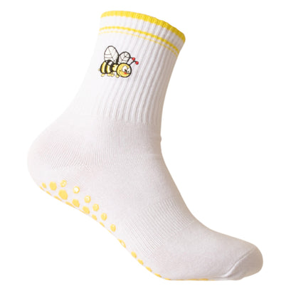 Anna-Kaci Women's 3-Pack Cotton Crew Socks with Non-Slip Grip and Embroidered Fruit and Animal Designs