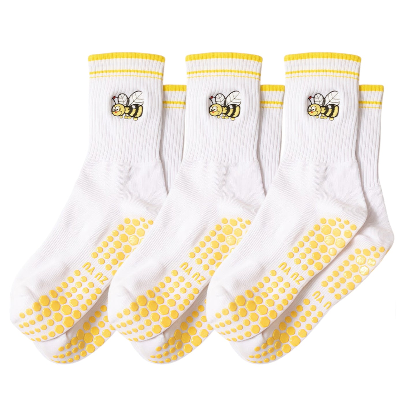 Anna-Kaci Women's 3-Pack Cotton Crew Socks with Non-Slip Grip and Embroidered Fruit and Animal Designs
