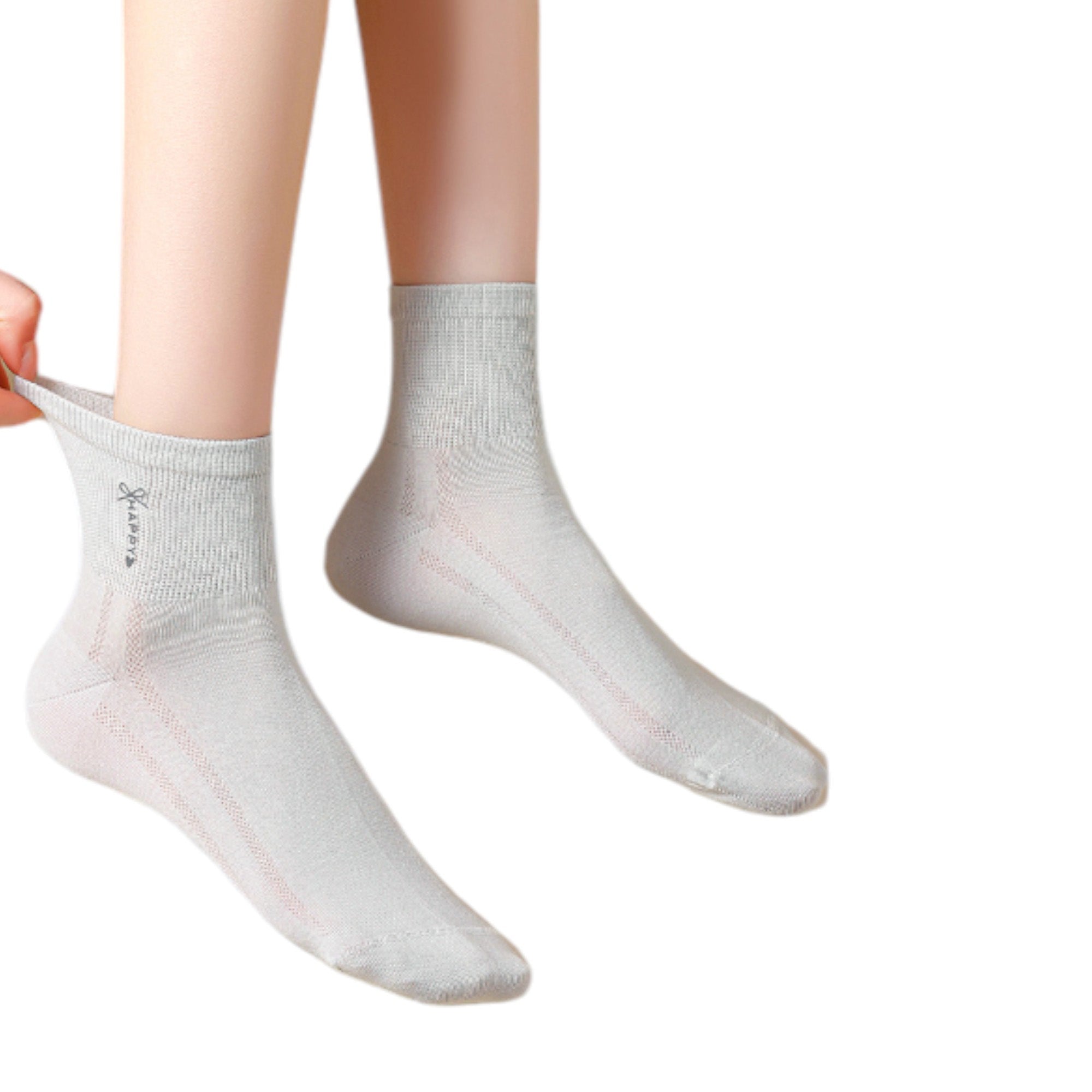 Anna-Kaci 5 Pairs Women's Breathable Mesh Crew Socks with Antibacterial Design for Everyday Comfort