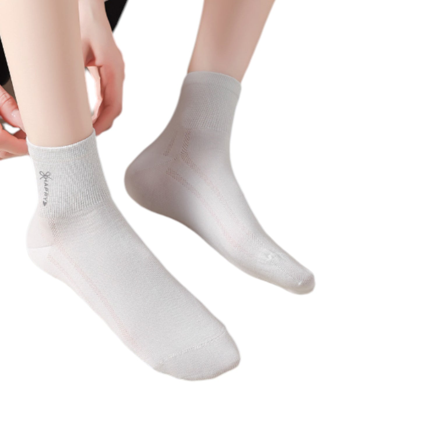 Anna-Kaci 5 Pairs Women's Breathable Mesh Crew Socks with Antibacterial Design for Everyday Comfort