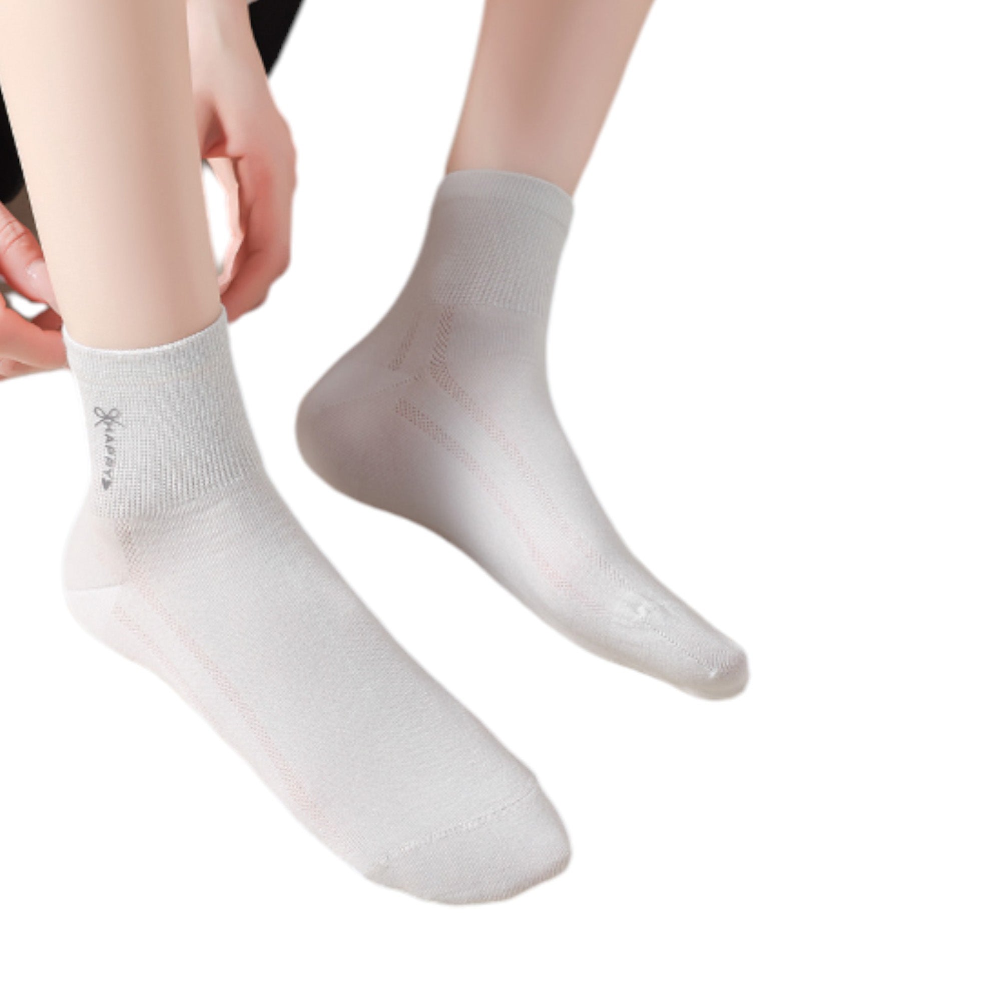 Anna-Kaci 5 Pairs Women's Breathable Mesh Crew Socks with Antibacterial Design for Everyday Comfort