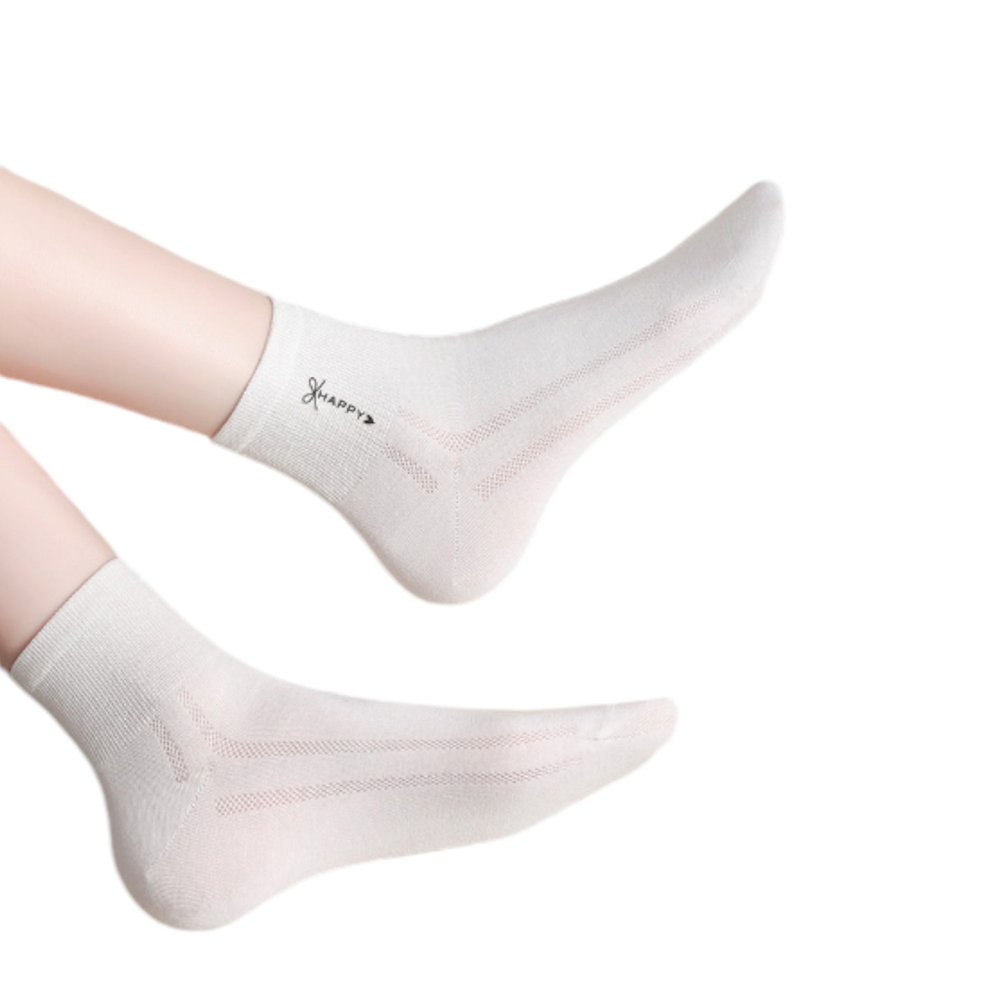 Anna-Kaci 5 Pairs Women's Breathable Mesh Crew Socks with Antibacterial Design for Everyday Comfort
