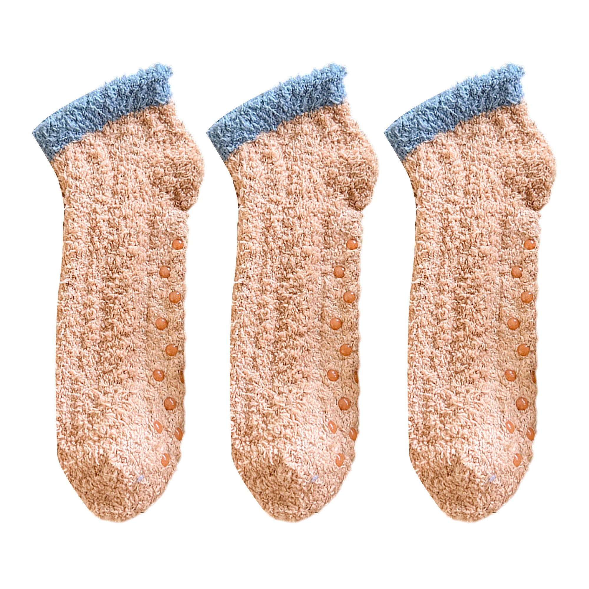 Anna-Kaci 3 Pairs Plush Anti-Slip Fuzzy Ankle Socks with Soft Cuff Trim