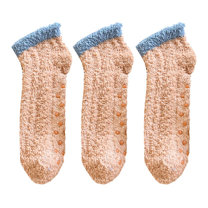 Anna-Kaci 3 Pairs Plush Anti-Slip Fuzzy Ankle Socks with Soft Cuff Trim